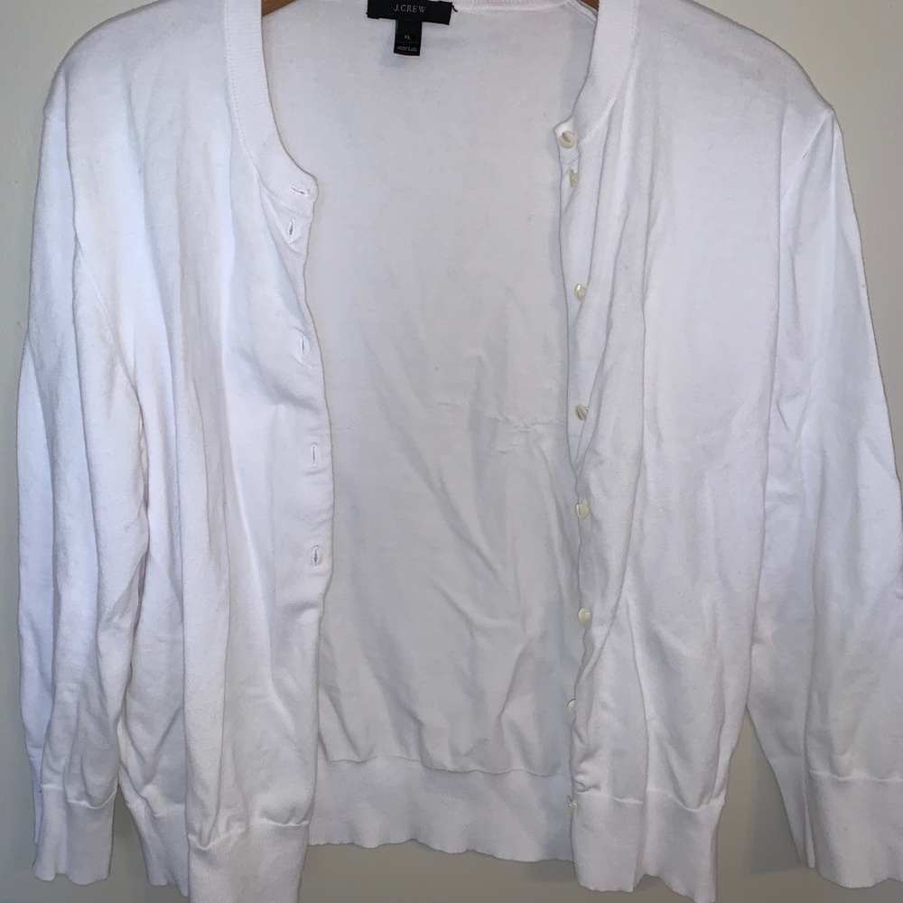J.CREW Classic Cardigan White Sz XL EUC